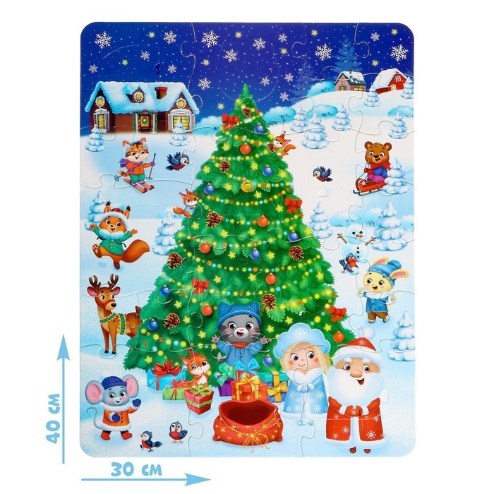 Пазлы с окошками «Новый год в лесу», 10 окошек, 20 деталей Пазлы с окошками «Новый год в лесу», 10 окошек, 20 деталей