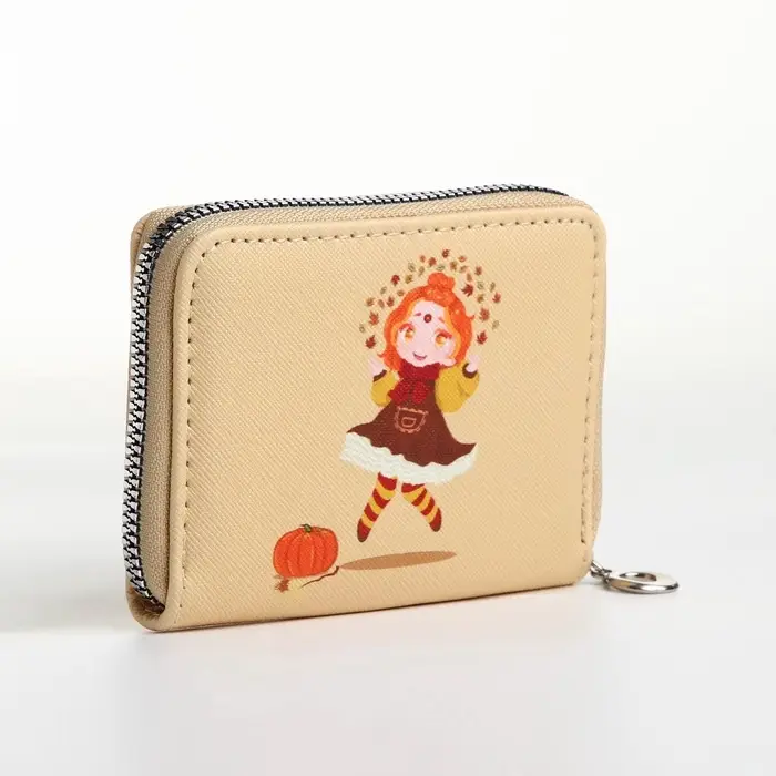 Кошелёк на молнии &laquo;Фея осени&raquo;, отдел для карт, для монет, бежевый