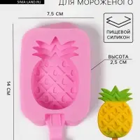 Форма для мороженого Доляна &laquo;Ананас&raquo;, силикон, 14&times;7.5&times;2.5 см, розовая