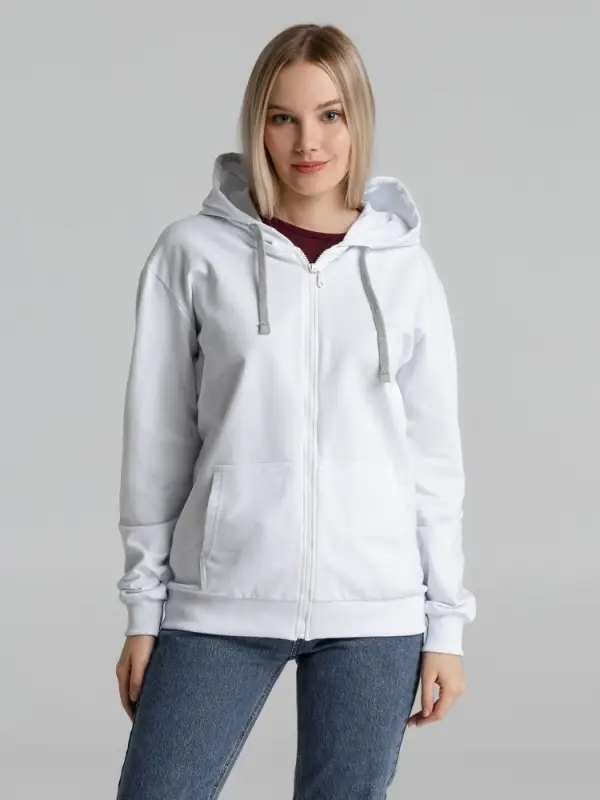 Толстовка на молнии с капюшоном Unit Siverga белая, размер XS Толстовка на молнии с капюшоном Unit Siverga белая, размер XS