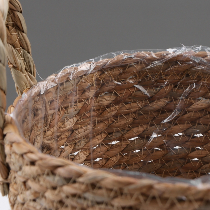 Кашпо плетеное  Кашпо плетеное "Кения" цилиндр с ручками, 17,5х17,5х16 см, натуральный