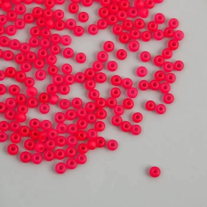 Бисер стекло 8/0  Бисер стекло 8/0 "Матовый полупрозрачный. Оранжево-красный" 10 гр