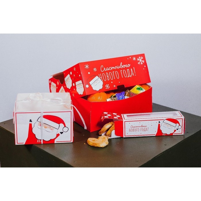 Коробка подарочная новогодняя складная «Дед Мороз», 25 х 25 х 10 см, Новый год Коробка подарочная новогодняя складная «Дед Мороз», 25 х 25 х 10 см, Новый год