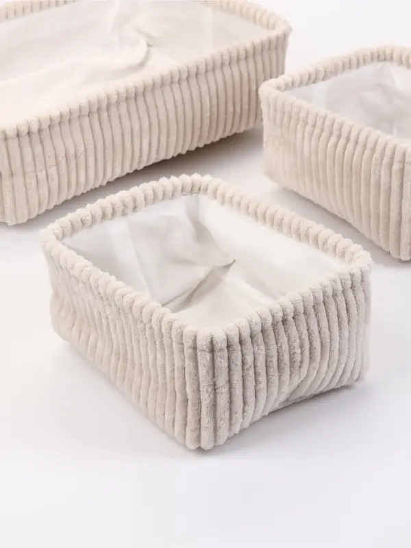 Набор корзин &laquo;Soft&Pure&raquo; 3 шт.: 1 шт. 38&times;27&times;11.5 см, 2 шт. 22&times;18&times;11 см, полиэстер. белый