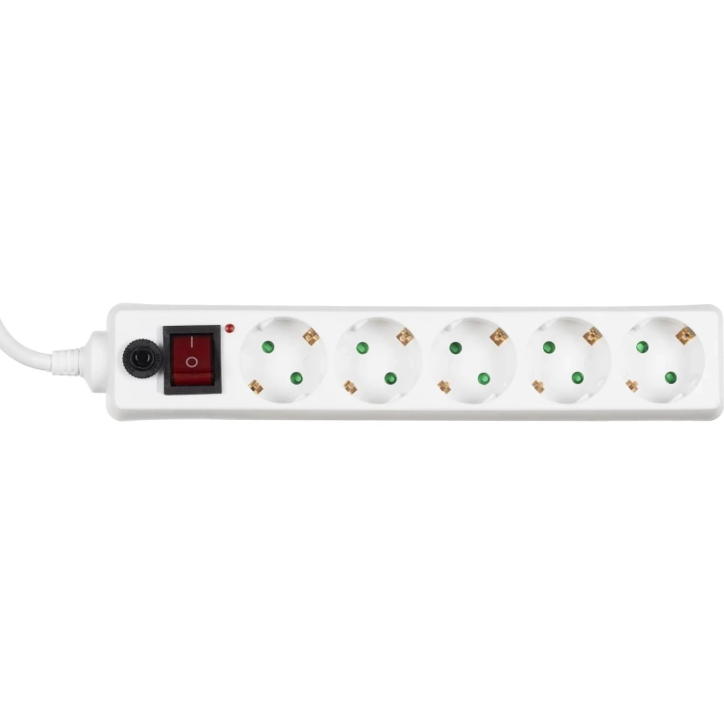 Сетевой фильтр BigTech CD5-1,8W15 (5р/1,8м/16А/3680 Вт 1,5мм белый)