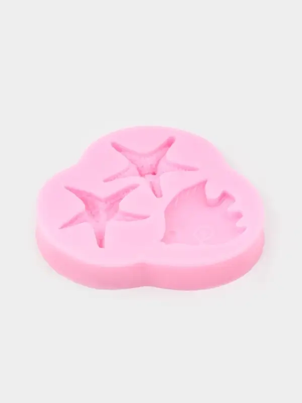 Молд для заливки &laquo;Лагуна&raquo;, силикон, 3 ячейки, 8&times;7.5&times;1 см, розовый