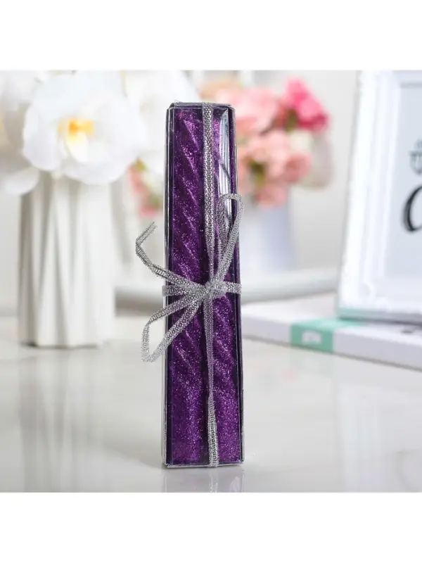 Набор свечей витых, 1.5&times;15 см, 2 шт., блестки, сиреневый