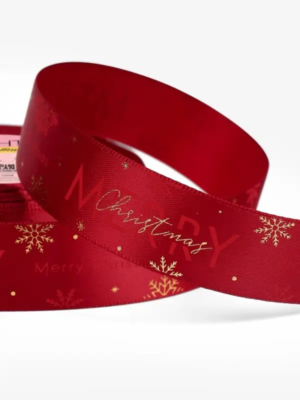 Лента атласная Merry Christmas, новогодняя, 25 мм, 23&plusmn;1 м, красная
