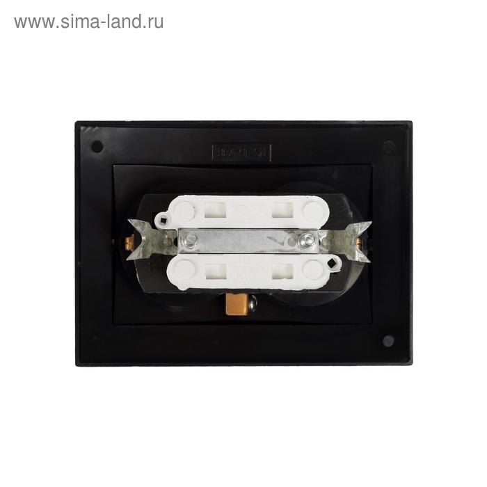 Розетка  Розетка "Элект" RS 16-238-Ч, двухместная, с з/к, скрытая, черная