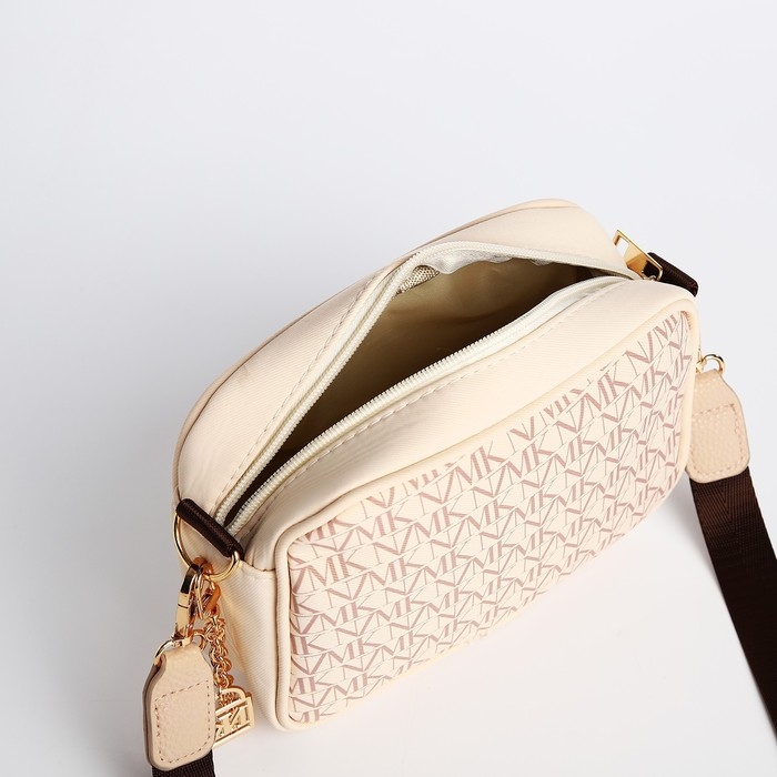 Сумка женская молодёжная текстильная NK, 19х14х6 см, бежевый цвет Сумка женская молодёжная текстильная NK, 19х14х6 см, бежевый цвет