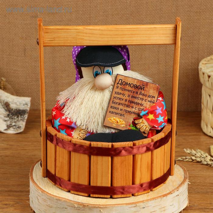 Оберег - домовой Оберег - домовой "Семен в бочке", h = 23 см, d = 19, микс
