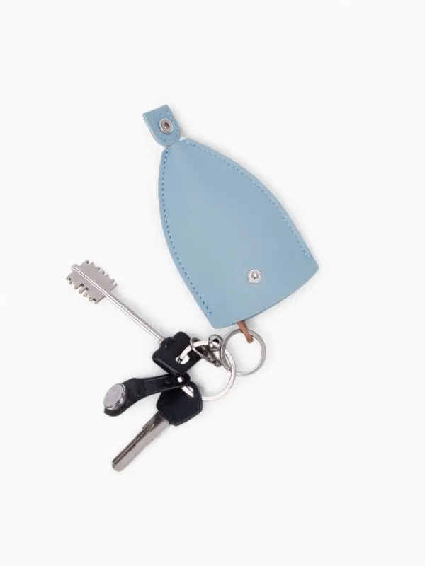 Ключница карманная с кольцом, размер 11.5&times;7.5&times;0.3 см, голубая