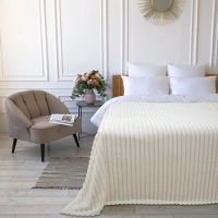 Покрывало 150х200 BRAVO Family велсофт Волна г/к №81 кремовый в пакете