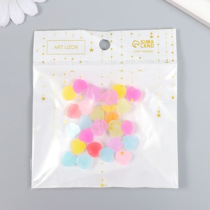 Декор для творчества пластик Декор для творчества пластик "Сердечки-мармелад" набор 30 шт МИКС 1х1х0,5 см