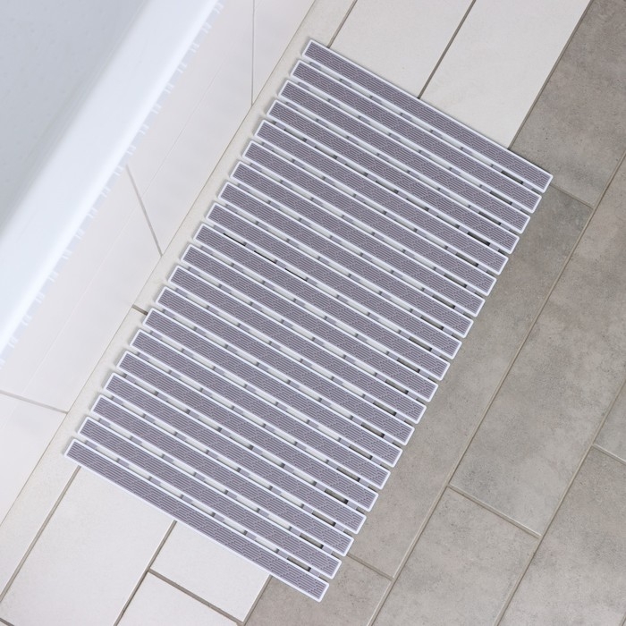 Коврик противоскользящий в ванну на присосках SAVANNA, 40×68 см, цвет серый Коврик противоскользящий в ванну на присосках SAVANNA, 40×68 см, цвет серый