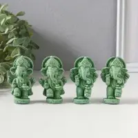 Сувенир полистоун "Ганеша" набор 4 шт зелёный 2,8х4х6,2 см
