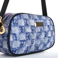 Сумка женская кросс-боди на молнии, 20.5&times;6.5&times;11.5 см, в клетку, синяя