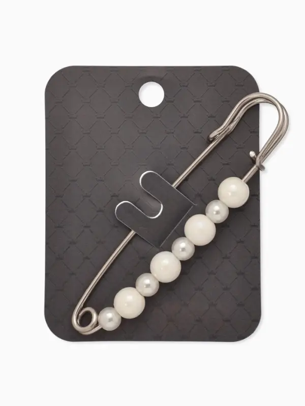 Булавка &laquo;Жемчужная дорожка&raquo;, 8 см (&plusmn; 0.5 см), белая в серебре