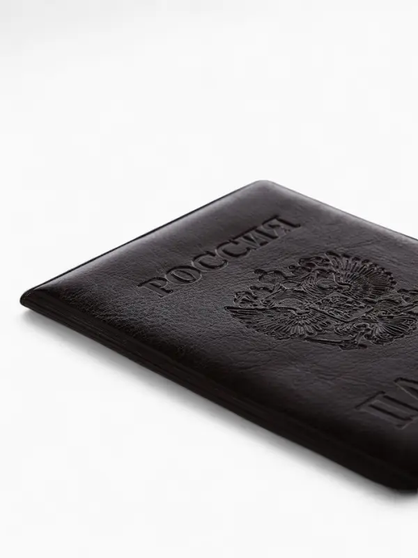 Обложка для паспорта &laquo;Герб&raquo;, коричневая