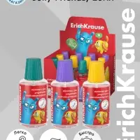 Клей канцелярский 20 мл, ErichKrause, EasyStick Jolly Friends, с кисточкой, микс