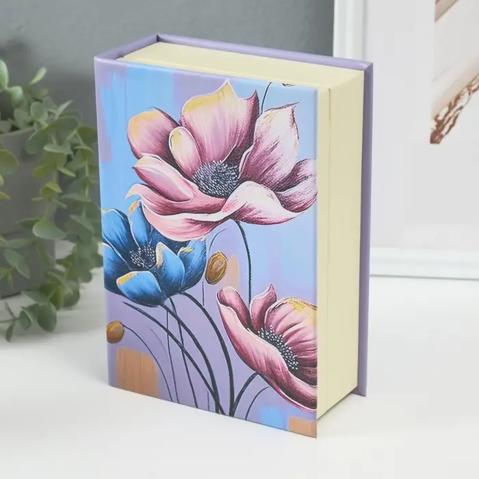 Шкатулка - книга для украшений &laquo;Прекрасные цветы&raquo;, искусственная кожа, 15.5&times;21.5&times;7 см