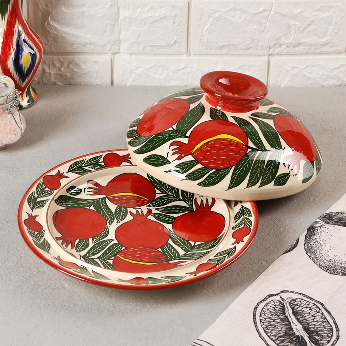 Блинница Риштанская Керамика  Блинница Риштанская Керамика "Гранаты", 26 см