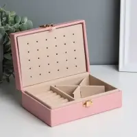 Шкатулка для украшений &laquo;Матовая гладь. Прямоугольная&raquo;, кожзам, розовая, 16&times;11.5&times;5.5 см