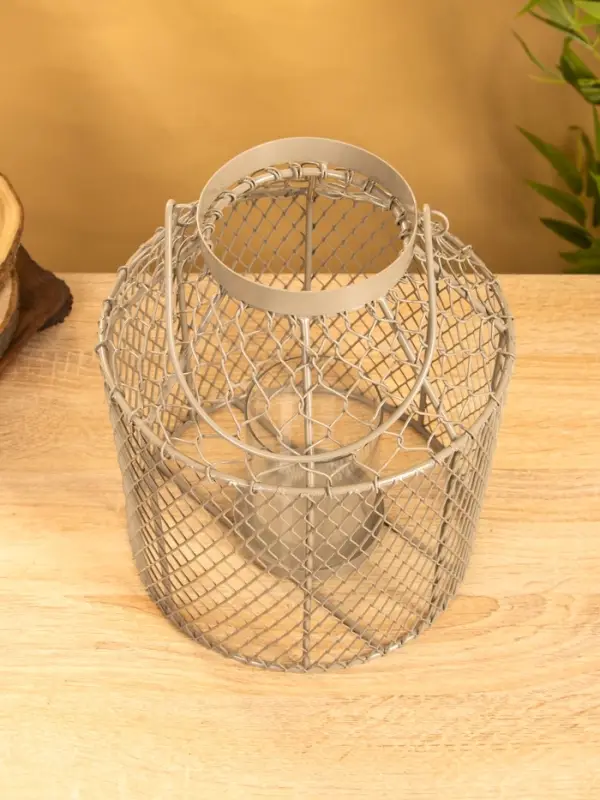 Подсвечник фонарь со стеклянной колбой 20х20х26 см, d 10 см, металл, цв. серый