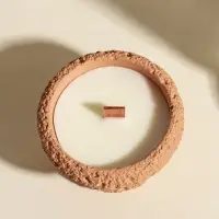 Свеча в вулканическом подсвечнике "Чаша" деревянный фитиль, персиковая 9,3х9,3х5,5 см