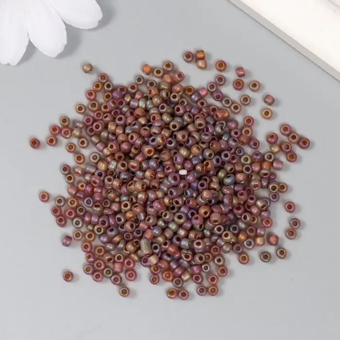 Бисер стекло 8/0  Бисер стекло 8/0 "Матовый. Меланж фиолетово-розово-жёлтый" 30 гр