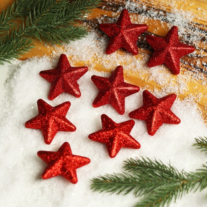 Фигурка для поделок и декора «Звезда», набор 8 шт, размер 1 шт: 6×6×3 см, цвет красный Фигурка для поделок и декора «Звезда», набор 8 шт, размер 1 шт: 6×6×3 см, цвет красный