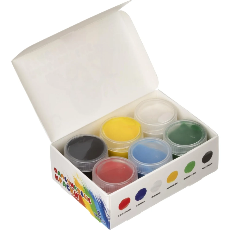 Краски пальчиковые набор 6 цветов по 20мл АЗБУКА ЦВЕТА Арт.91-6.20-00