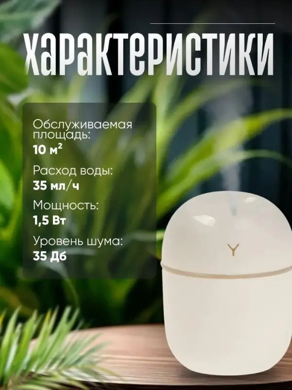 Увлажнитель воздуха Luazon HM-20, ультразвуковой, 220 мл, настольный, подсветка, белый