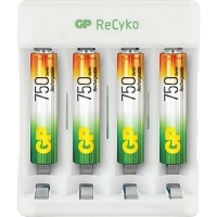 Зарядное устройство GP E411/75AAAHCCS-2CR1, 4 слота + 4 акк. 750 mAh