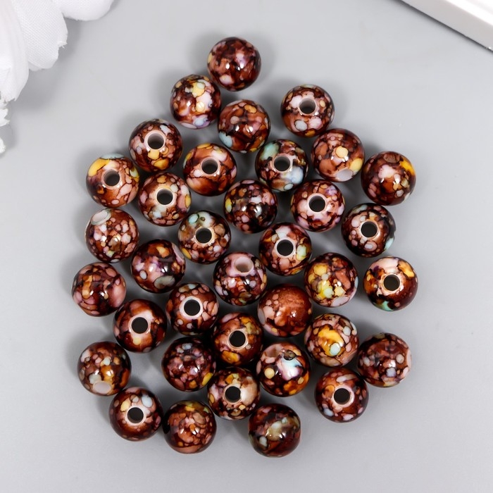 Бусины для творчества пластик "Шарики шамот корица" набор 20 гр d=1 см