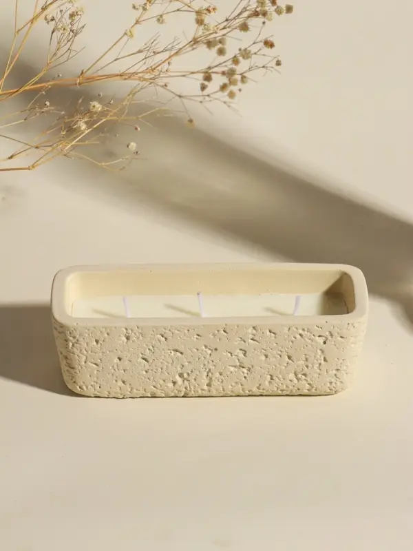 Свеча в подсвечнике, 3 фитиля, 5.2&times;15&times;4.7 см, белая