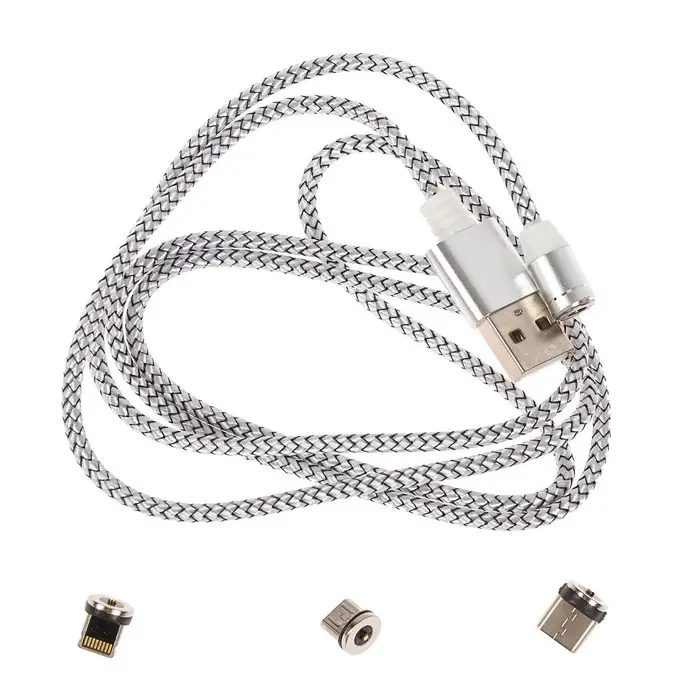 Кабель Luazon LN-6, microUSB/Type-C/Lightning - USB, 1 А, 1 м, магнитный разъем, Кабель Luazon LN-6, microUSB/Type-C/Lightning - USB, 1 А, 1 м, магнитный разъем,