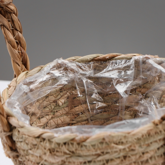 Кашпо плетеное  Кашпо плетеное "Сафари" с ручками, 15,5х15,5х13,5 см, натуральный