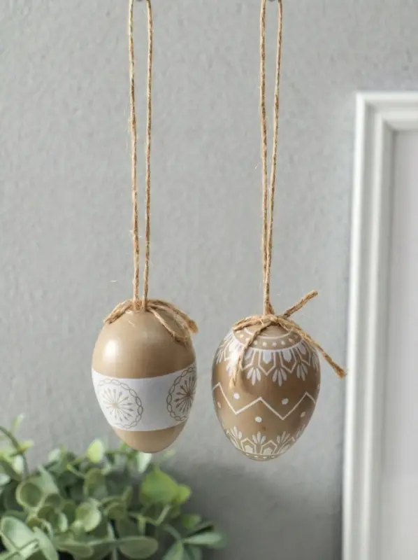 Декор пасхальный "Крашенные яички с белыми узорами" набор 6 шт 4х4х6 см