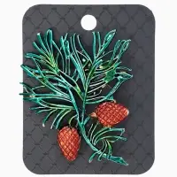 Брошь "Кедровая веточка", цвет коричнево-зелёный в золоте Брошь "Кедровая веточка", цвет коричнево-зелёный в золоте