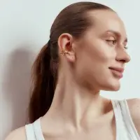 Серьга кафф &laquo;Таяние&raquo; два бублика, цвет золото