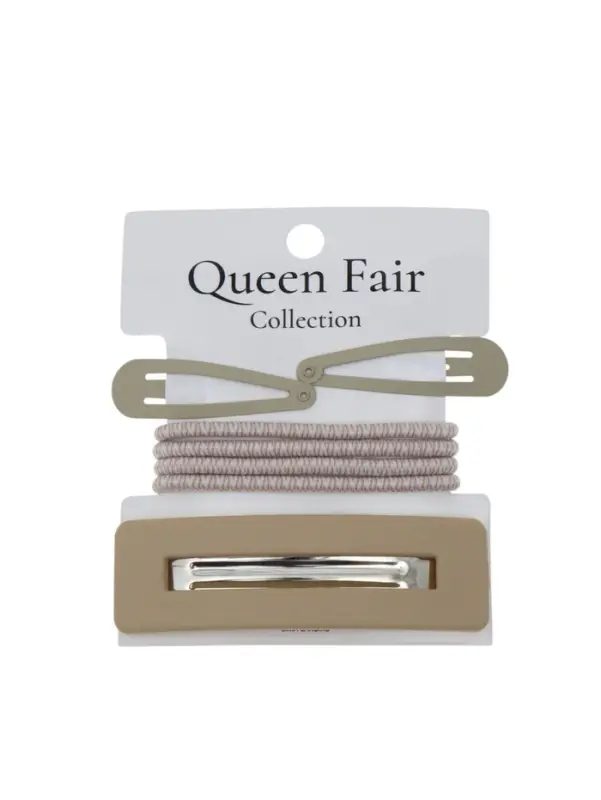 Набор для волос QF &laquo;Элери&raquo;, 4 резинки 6.5 см, заколка - автомат 8 см, 2 заколки 4.5 см, бежевый