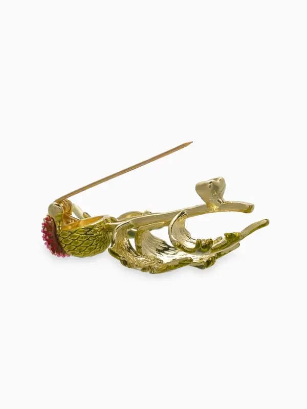 Брошь Брошь "Чертополох" растение, зелёно-розовый в золоте