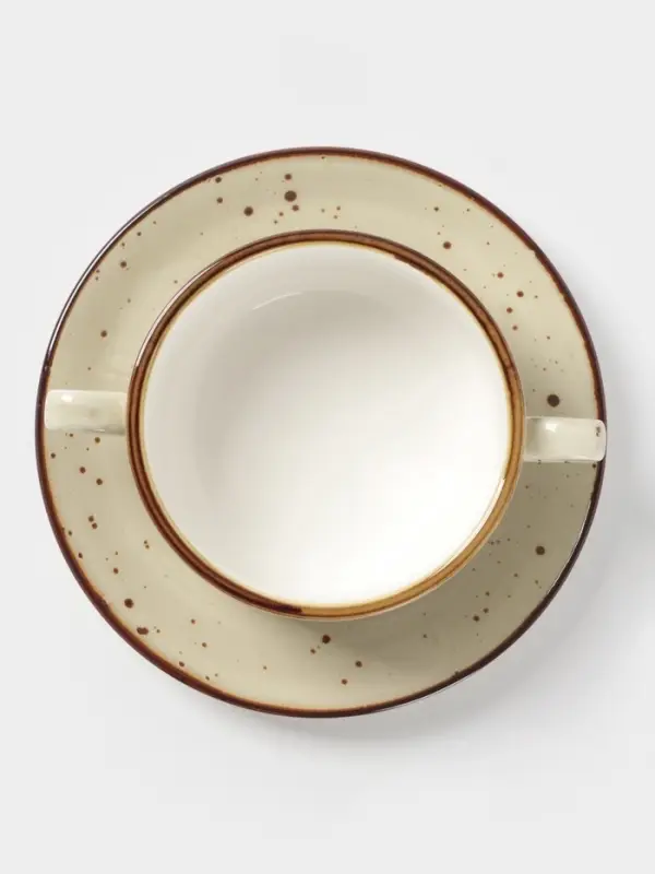 Бульонница с блюдцем Magistro Mediterana, 270 мл, фарфор, бежевая