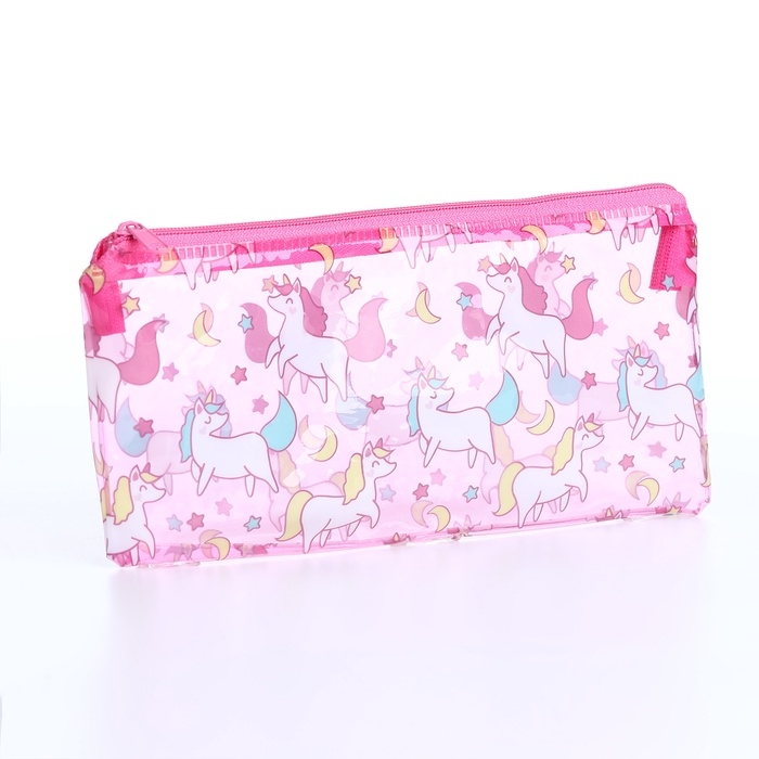 Косметичка-пенал Единороги, 20,5*0,5*9,5см, отд на молнии, розовый Косметичка-пенал Единороги, 20,5*0,5*9,5см, отд на молнии, розовый
