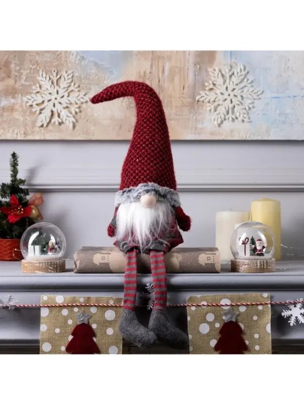 Светодиодная фигура &laquo;Гном в красном колпаке&raquo; 13&times;58&times;8 см, текстиль, от батареек AG10&times;3, свечение тёплое белое