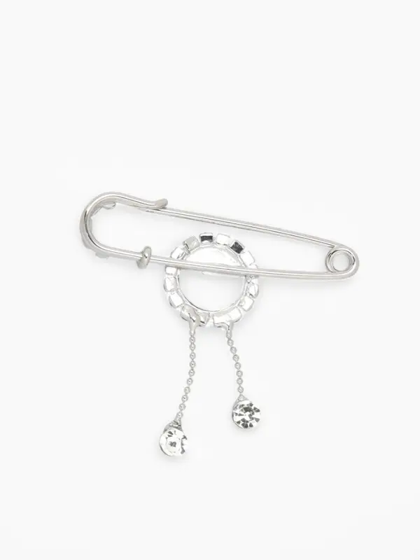 Булавка-оберег &laquo;От сглаза&raquo; глаз с подвесками, 5 см, бело-синяя в серебре