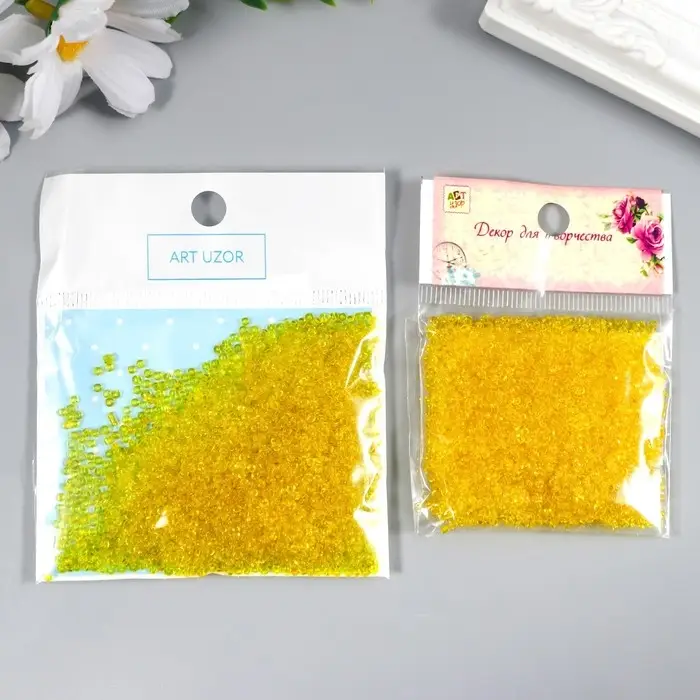 Бисер круглый 12/0  Бисер круглый 12/0 "Жёлтый прозрачный" 20 гр