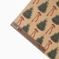 Бумага упаковочная бурый крафт &laquo;Ёлки и банты&raquo;, 50 &times; 70 см