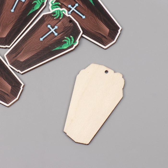 Декор для творчества дерево Декор для творчества дерево "Гробик" набор 5 шт 5,5х3,4х0,3 см